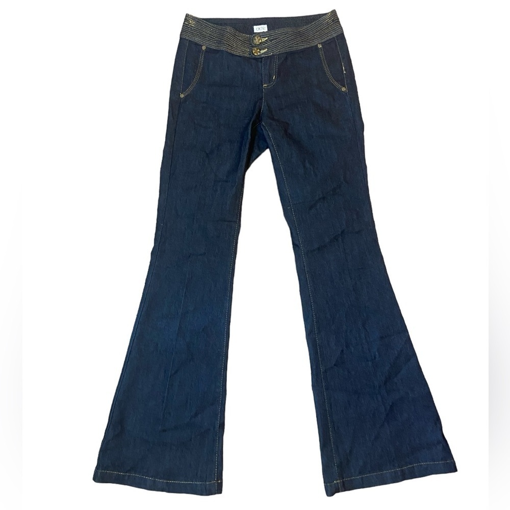 Cache Wide Leg Bell Button Low Rise Denim Jean Size 2 - Picture 2 of 16